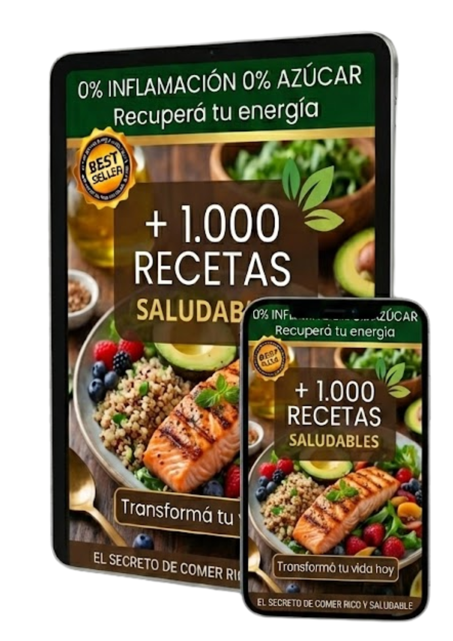EL SECRETO DE COMER RICO Y SALUDABLE +1000 Recetas SIN Azúcar SIN Gluten + 6 Regalos